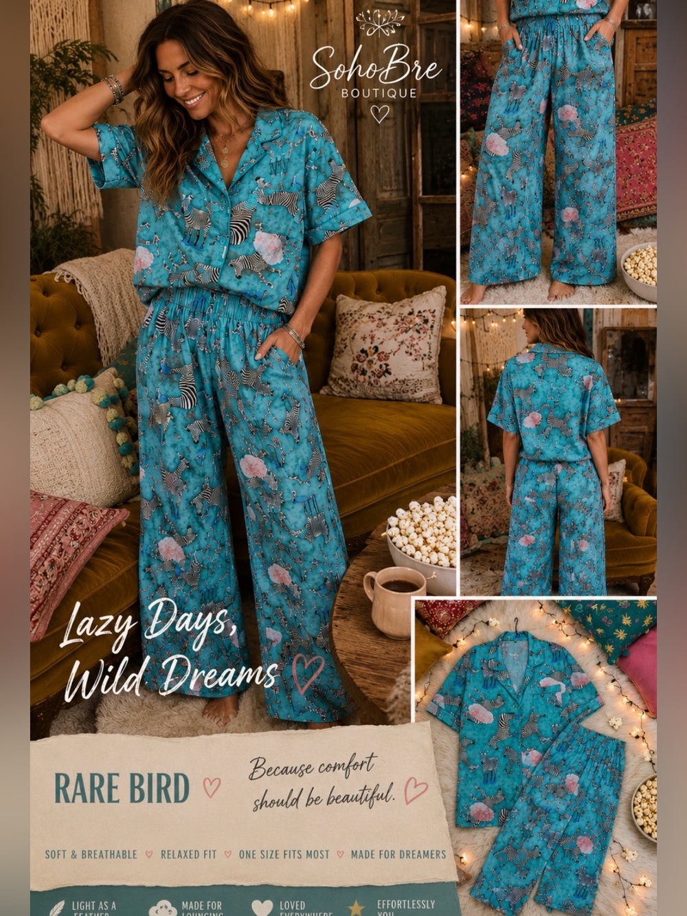 A Rare Bird "Cause I Can" Zebra Shoe Closet Pj’s”